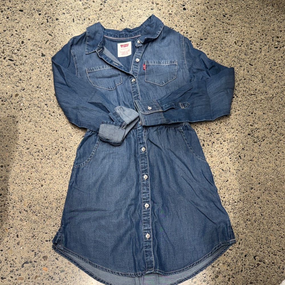 Levi's Blue Denim Button-Front Shirt Dress